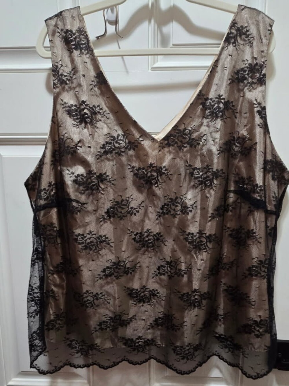 Vintage Studio 1 Plus Size 24W Black Tan Lace Overlay Sleeveless Blouse Goth Top